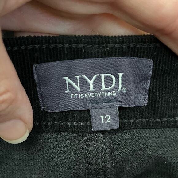 NYDJ High Waisted Corduroy Maxi Skirt Size 12 Black Straight Fit Front Slit - Picture 7 of 12